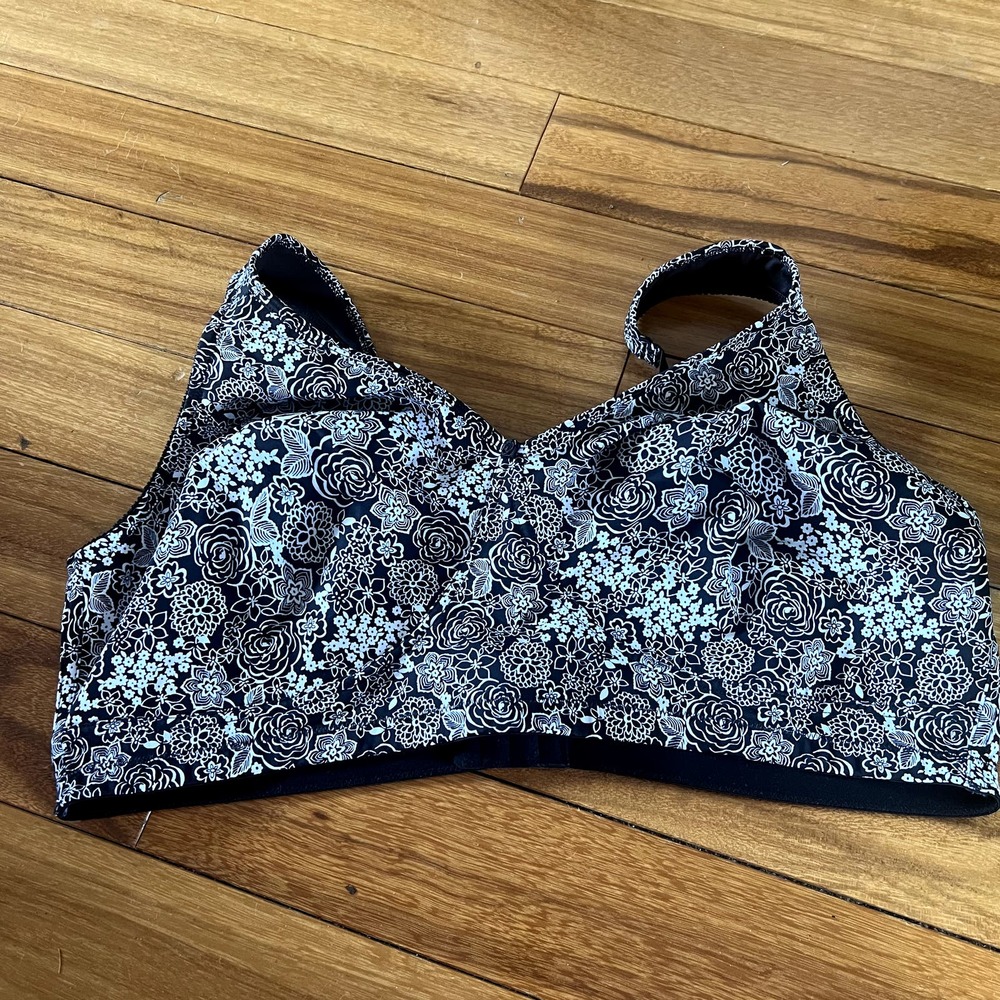 Comfort Choice Black and White Floral Unpadded Bra Size 50B